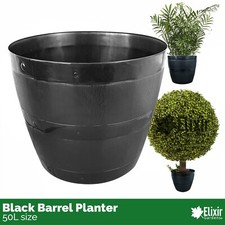 50L Large Round Black Plastic