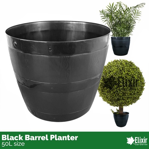 50l large round black plastic - large,