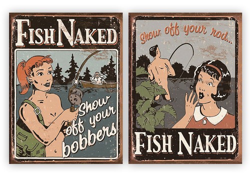 Fish naked funny rude - naked, metal
