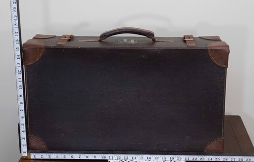 Vintage leather suitcase brown - leather,