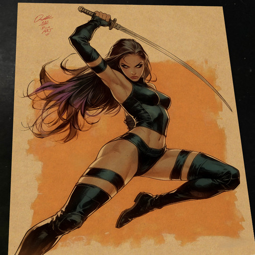 Psylocke art print signed - psylocke,