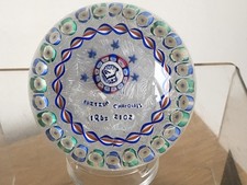 Vintage Scottish John Deacons Bulls Head & Rose Millefiori Glass Paperweight