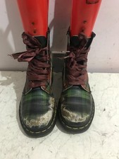 Dr Martens genuine leather ankle size 4 womens green boots shoes Doc Martin - GF