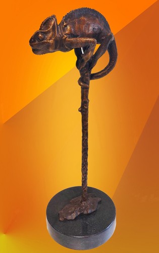 Chameleon sculpture bronze art - chameleon,
