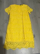 Zara Yellow Lace Shift Dress Size Small Women's