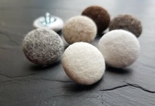 100% Wool Felt buttons in Natural Colours Fabric Covered Buttons in 5 sizes