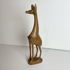 Vintage Hand Carved Wooden Giraffe Figure Mid Century Sculpture Statue