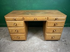 Double Pedestal 9 Drawer Elm