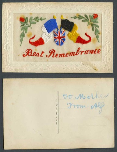 Ww1 silk embroidered old - ww1,