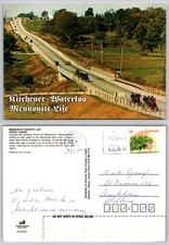 c21581 Mennonite horse buggies Elmira Ontario Canada  postcard 1998 stamp