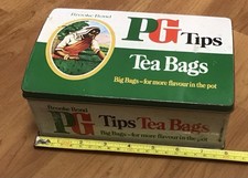Vintage Brooke Bond PG Tips Tea Bags 1970's Tin Storage Caddy Empty