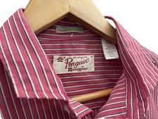 Penguin Men's Pink Striped Long Sleeve Work Heritage Slim Fit Shirt Size S/M