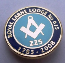 Superb Royal Larne 225 year anniversary Irish Ireland Freemason lapel pin badge 