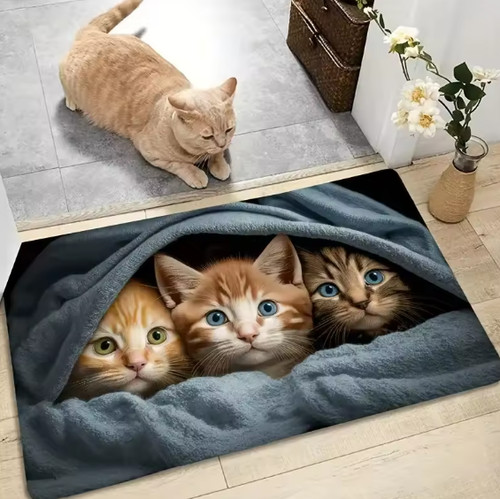 Cartoon cat door mat 2d - cartoon,
