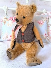 Lovely, antique 21" soft yellow old gold mohair  1920s Chiltern bear
