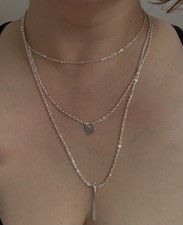 Women’s Silver Chain Layered 3 Layer Necklace Fashion Jewellery