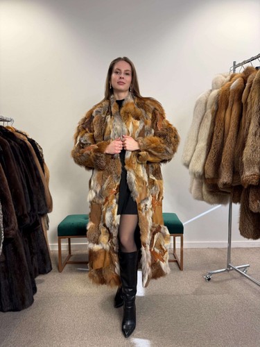 Red fox fur coat leather - fox, coat,