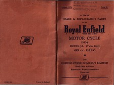 ROYAL ENFIELD MOTOR CYCLE 1953-4 MODEL J.2 499.c.c.O.H.V.  ILLUSTRATED BOOKLET. 