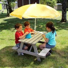 SOULET Childrens Picnic Table 90cm x 91cm Outdoor Kids Table with Umbrella Hole