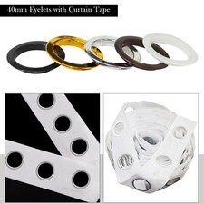Curtain Header Heading Tapes with Metal Rings & Self Sealing Plastic Eyelets