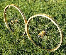 NICE! Old School Araya 7X BMX Wheelset Gold Anodized Shimano Hubs Late 1970s OG