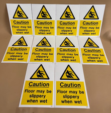 10 x Caution Floor may be Slippery When Wet Signs, Plastic - 200mm x 300mm (A4)