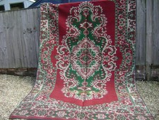 vintage 70s large WOVEN on a LOOM WOOL KILIM RUG REVERSIBLE 312x180cm red green
