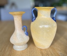 2 x Vintage Spanish Lafiore vases. Scavo Finish. Hand Made