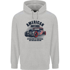 American Hot Rod Hotrod Enthusiast Car Mens 80% Cotton Hoodie