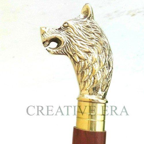 Wolf handle walking stick - wolf,