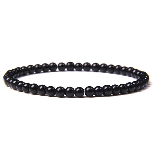 Natural obsidian 4mm bead - obsidian,