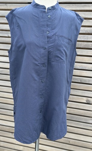 Sleeveless linen blend shirt - sleeveless,