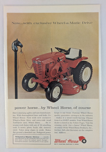 Wheel horse riding lawn mower - horse,