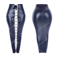 Unisex PU Leather Half Body mermaid tight dress Open feet mummy Leg Hip Bondage