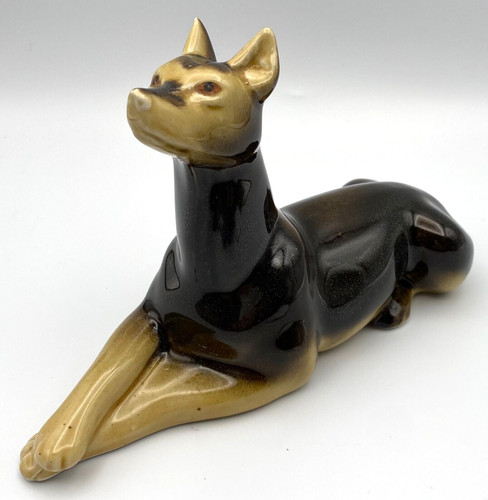 Vintage ceramic brown - brown, doberman