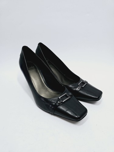 Clarks black court shoes heel - black,