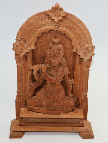 Hindu lord krishna carved wood - lord,
