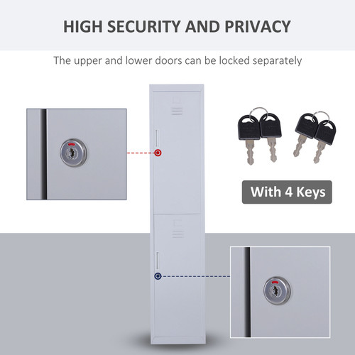 180cm door metal locker - 2-door,