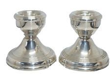 Pair of Sterling Silver Squat Candlesticks Birmingham 1970