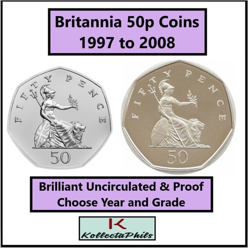 50p fifty pence - fifty, britannia