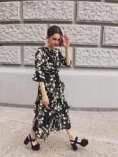 H&M 2017 Conscious Collection Organic Silk Midi floral dress