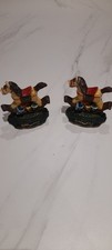 Pair Of Vintage Hand Painted Cast Iron Rocking Horse Door Stops
