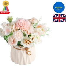 Realistic Silk Flower Arrangement in Ceramic Vase - Versatile Home Decor - 20cm