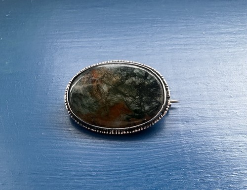 Victorian silver moss agate - victorian,