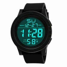 Mens Digital Sport Watch LED Backlight Men Wrist Watch Stopwatch UK