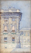 C Bowling Antique Watercolour Painting - City Street Scene - 19th / 20th Century