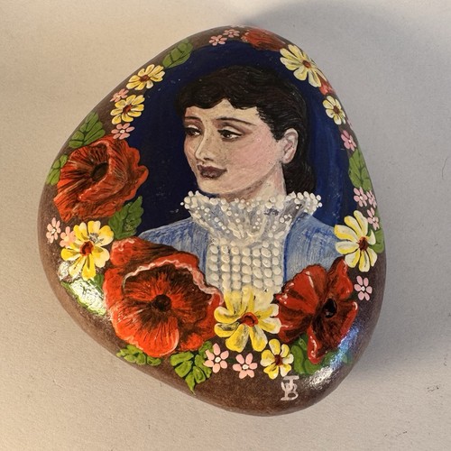 Handpainted stone doorstop - , /