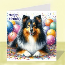 Shetland Sheepdog, Sheltie Dog Birthday Greetings Card