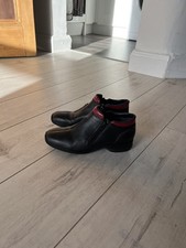 Rieker black & red leather zip up shoes, size 5 / 38. New. 