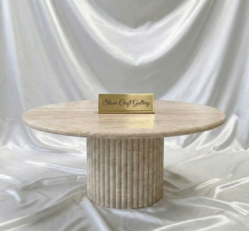 Modern round travertine coffee - round,